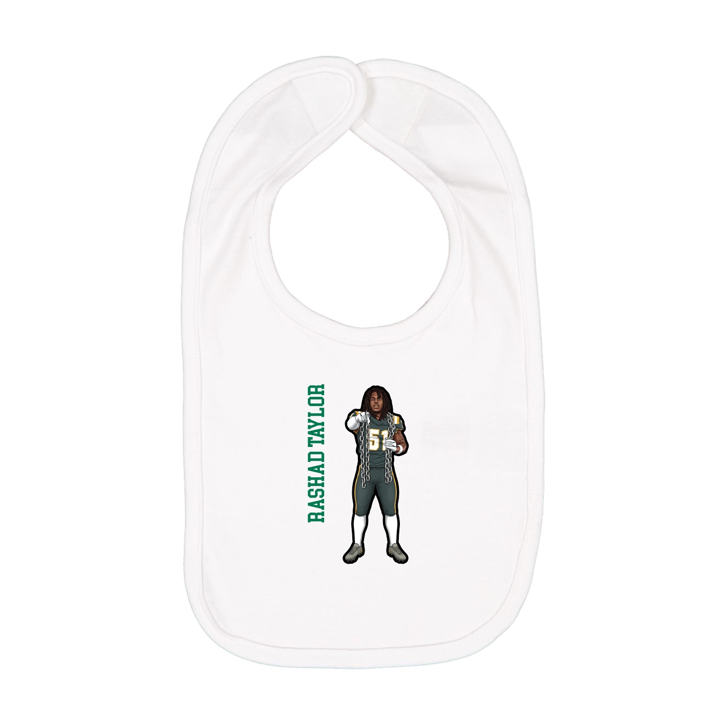 Infant Bib — Name Vertical in White