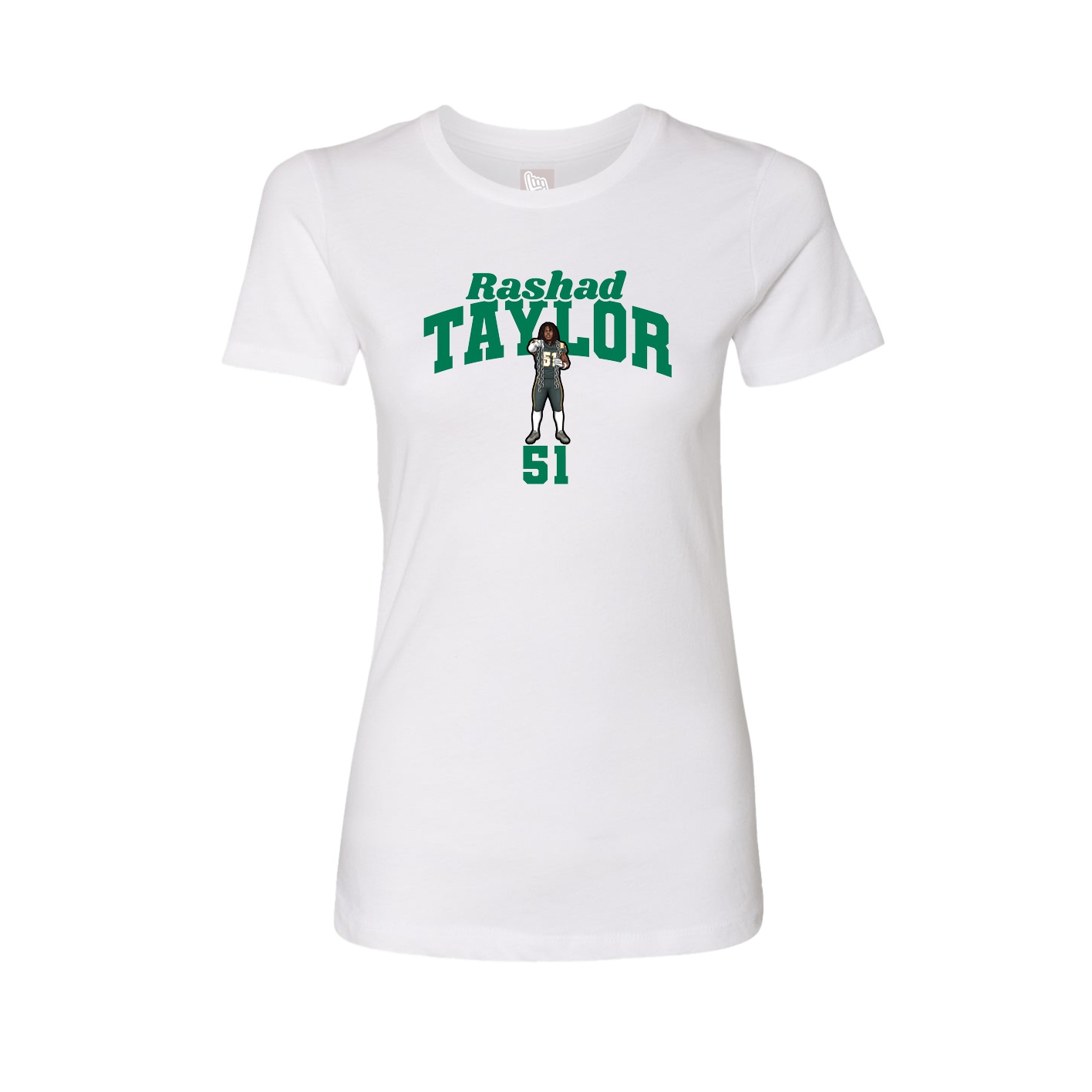 Fitted Women's Tee — Signature Arch in White