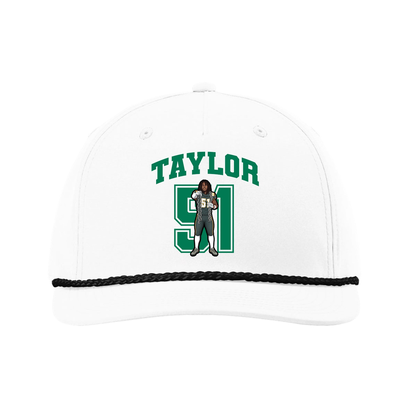 Five-Panel Classic Rope Cap — Number in White