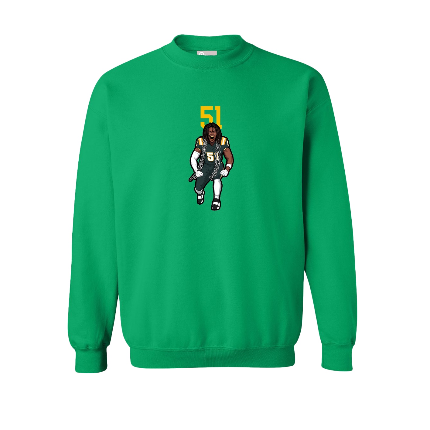 Fleece Crew — Number Top in Green