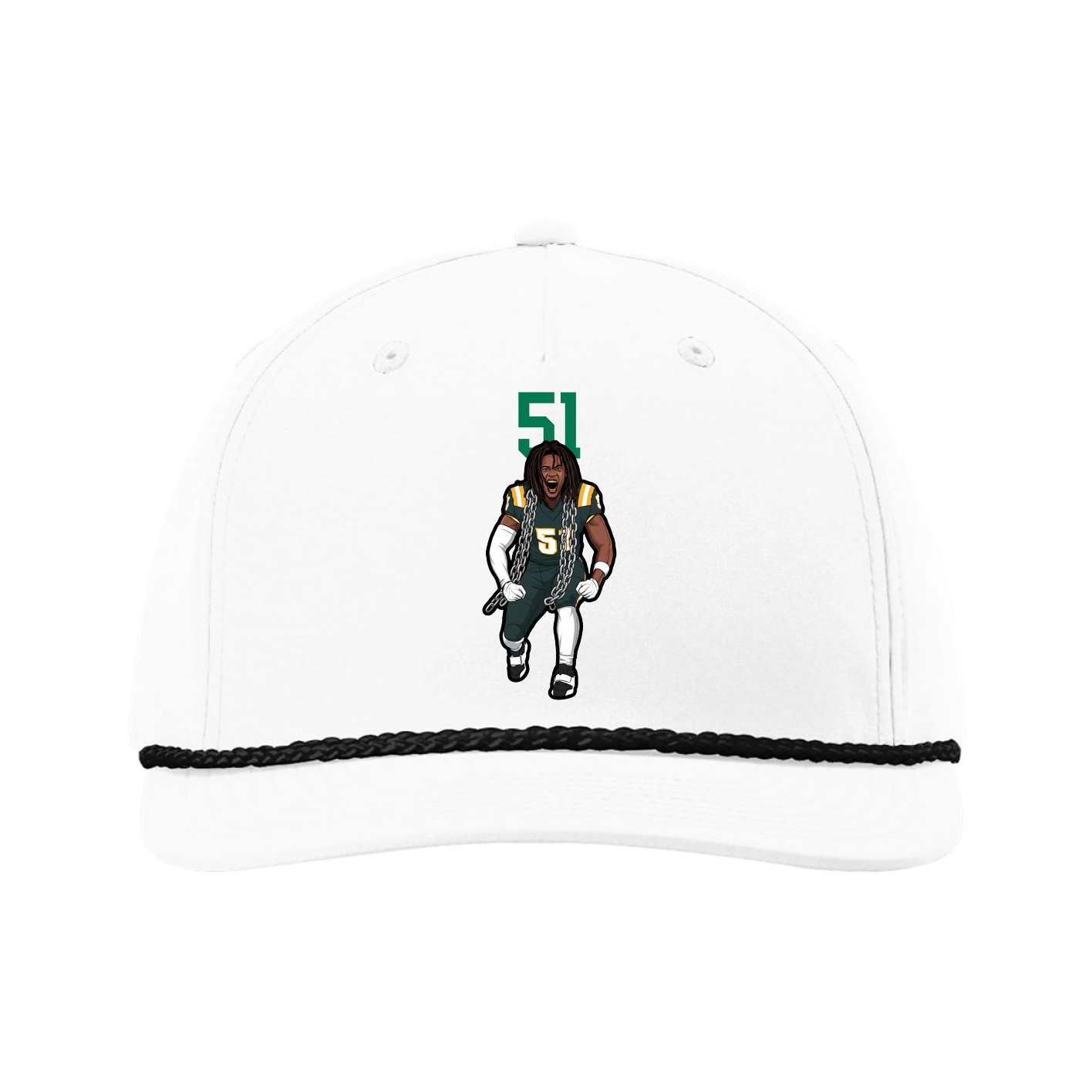 Five-Panel Classic Rope Cap — Number Top in White