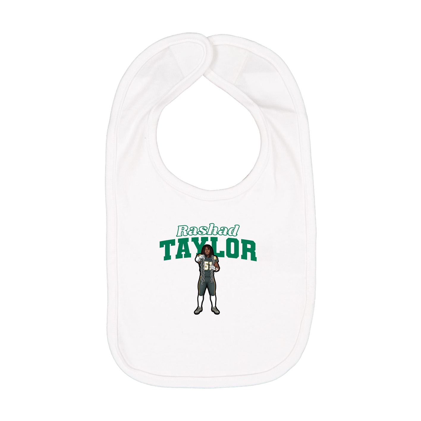 Infant Bib — Name Arch in White