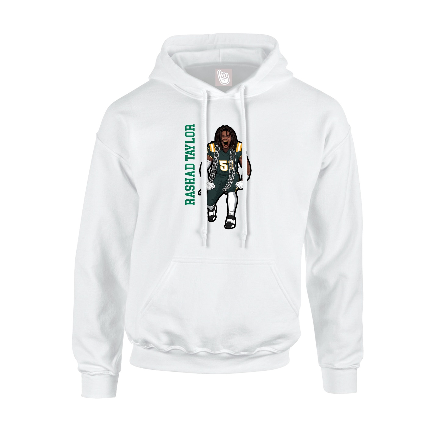 Youth Hoodie — Name Vertical in White