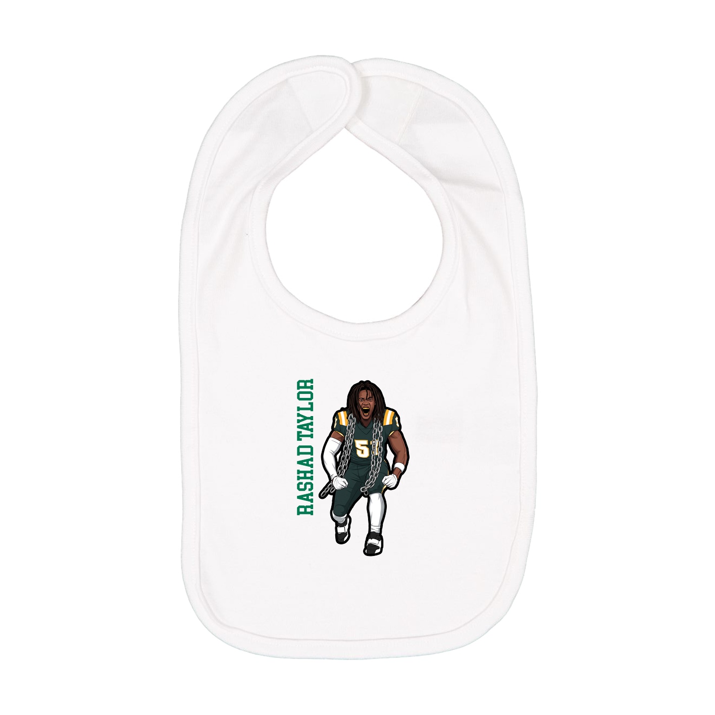 Infant Bib — Name Vertical in White
