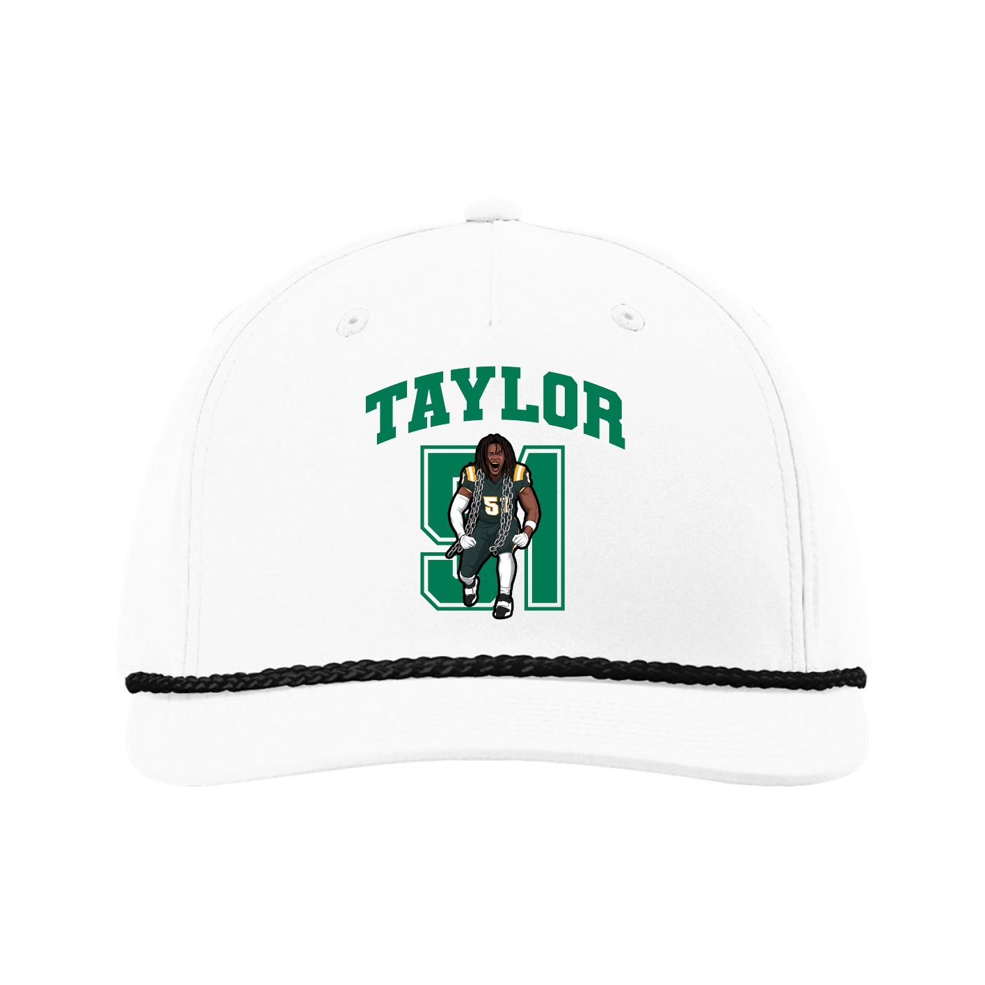 Five-Panel Classic Rope Cap — Number in White