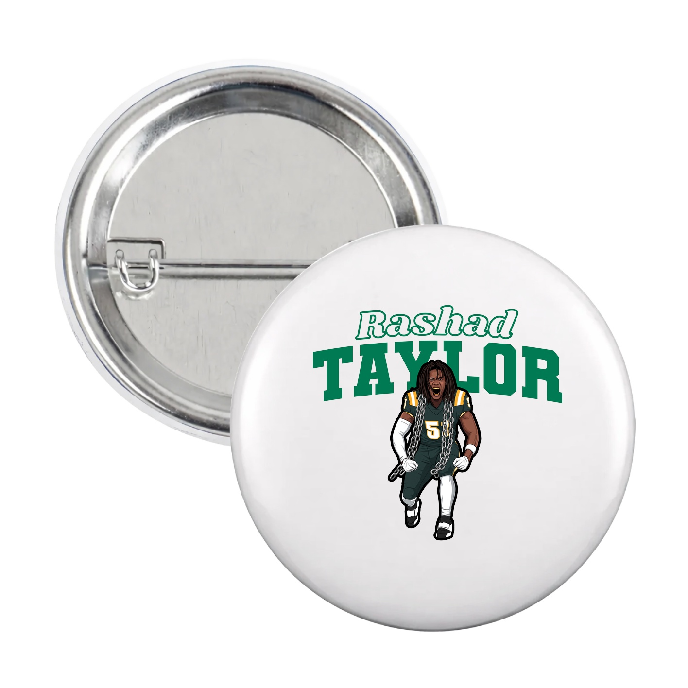 Game Day Button — Name Arch in White