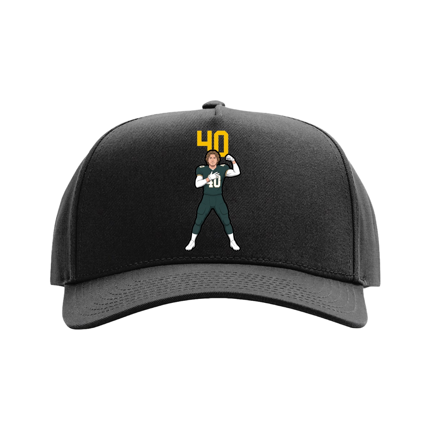 Full Fabric Five-Panel Champ Cap — Number Top in Black