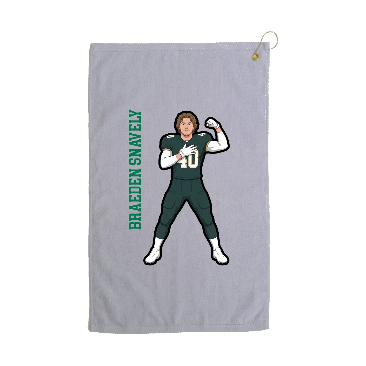 Golf Towel — Name Vertical in Grey
