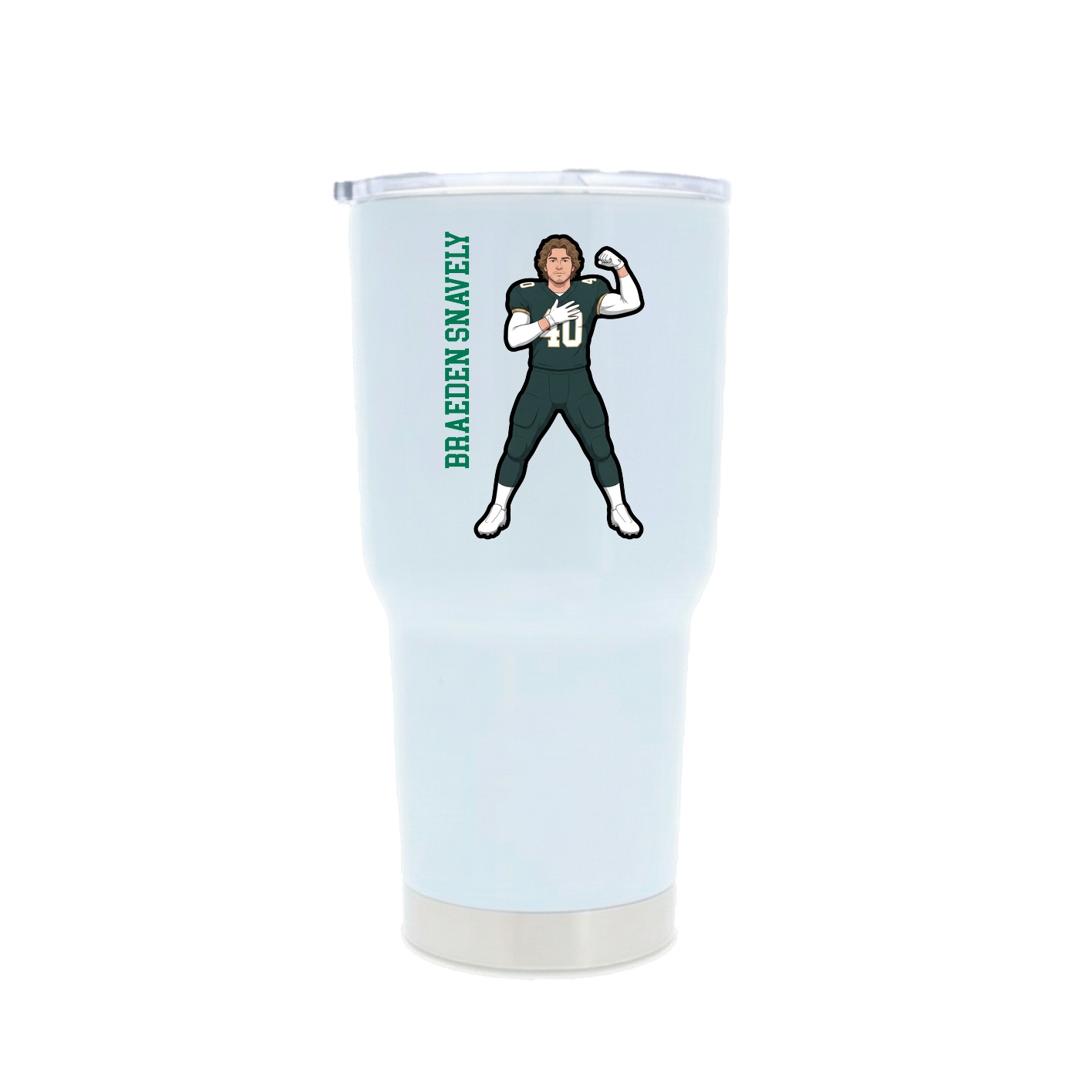 30oz Stainless Steel Tumbler — Name Vertical in White