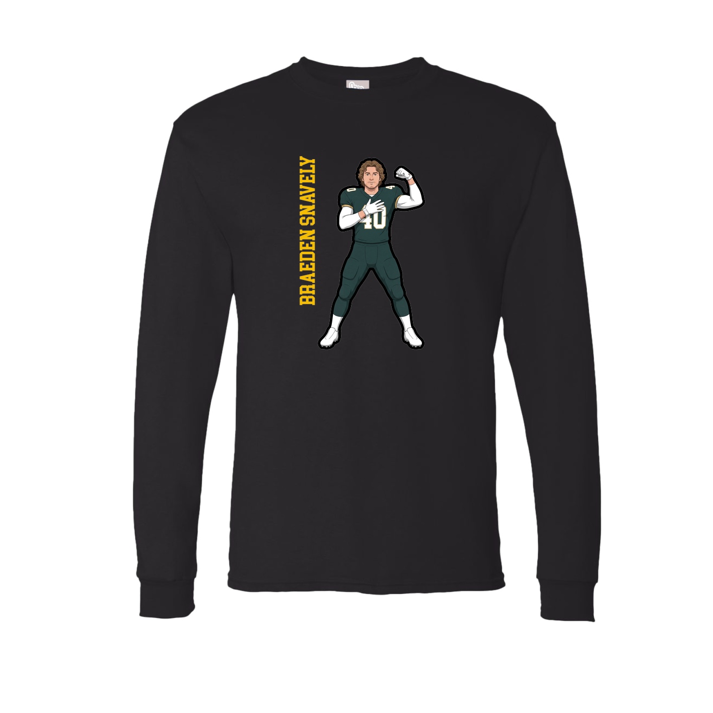 Long Sleeve Tee — Name Vertical in Black