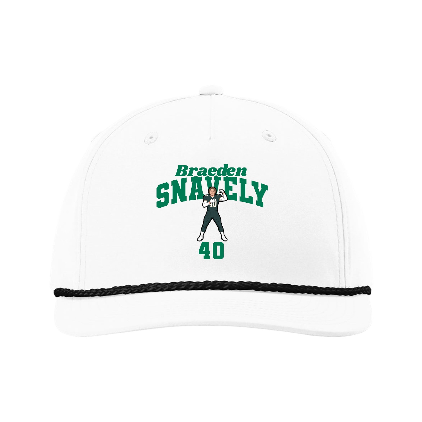 Five-Panel Classic Rope Cap — Signature Arch in White