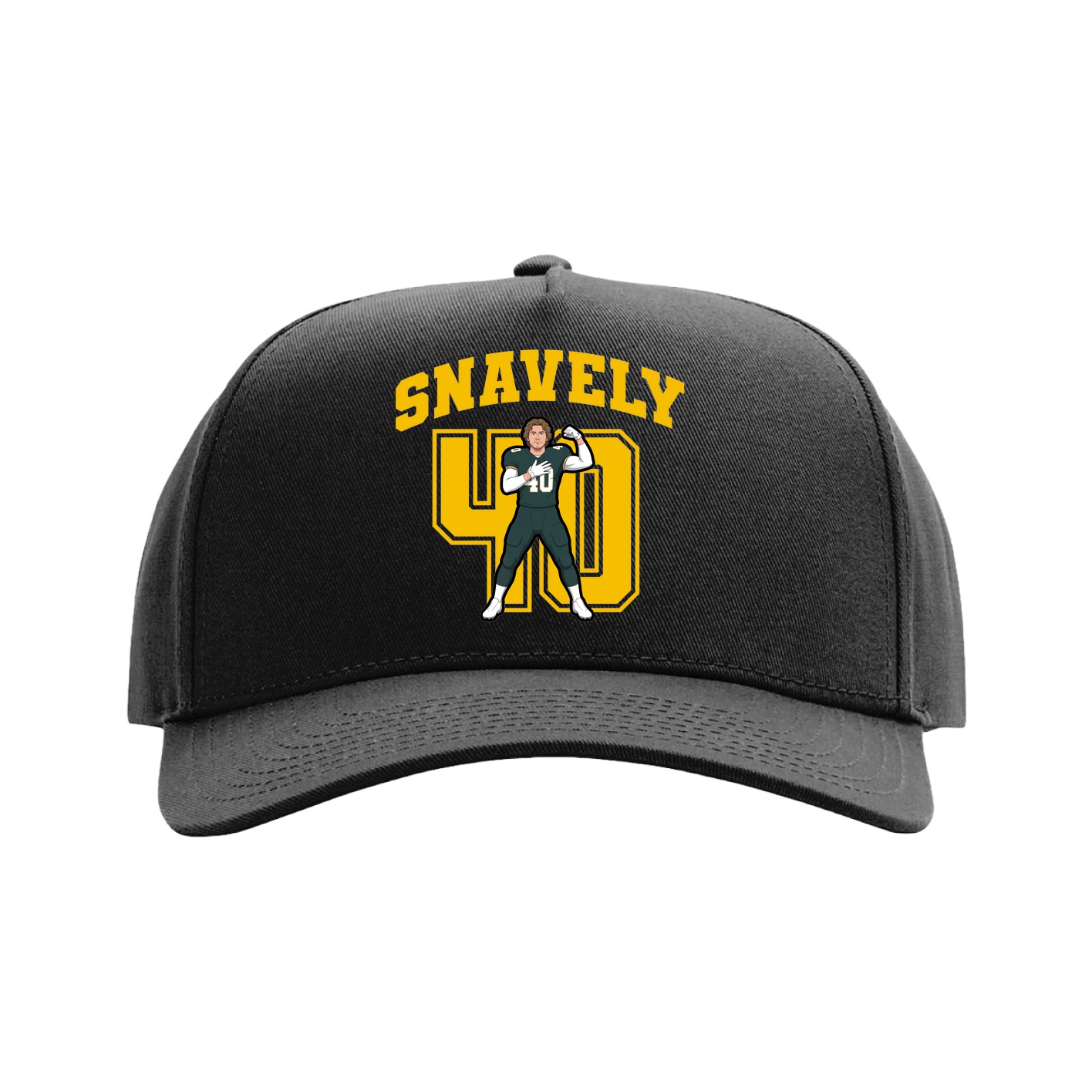 Full Fabric Five-Panel Champ Cap — Number in Black