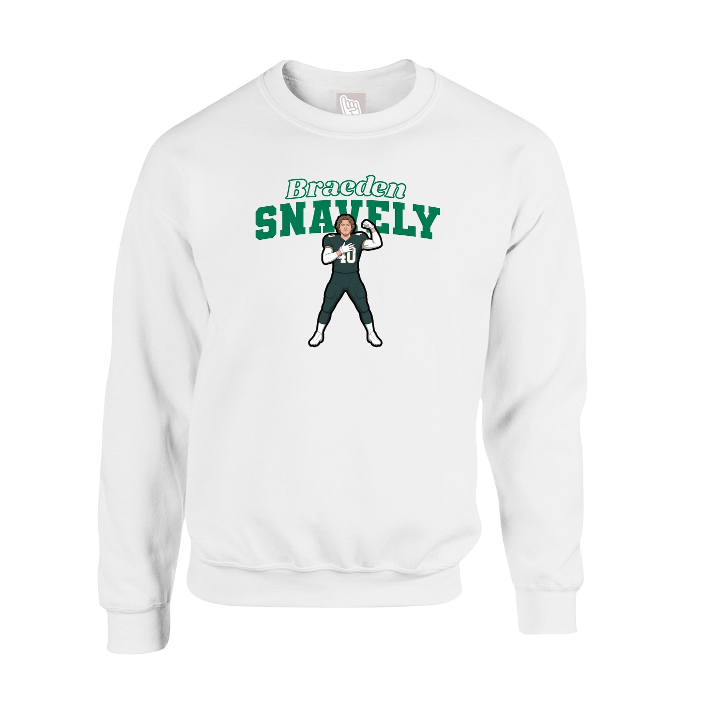 Fleece Crew — Name Arch in White