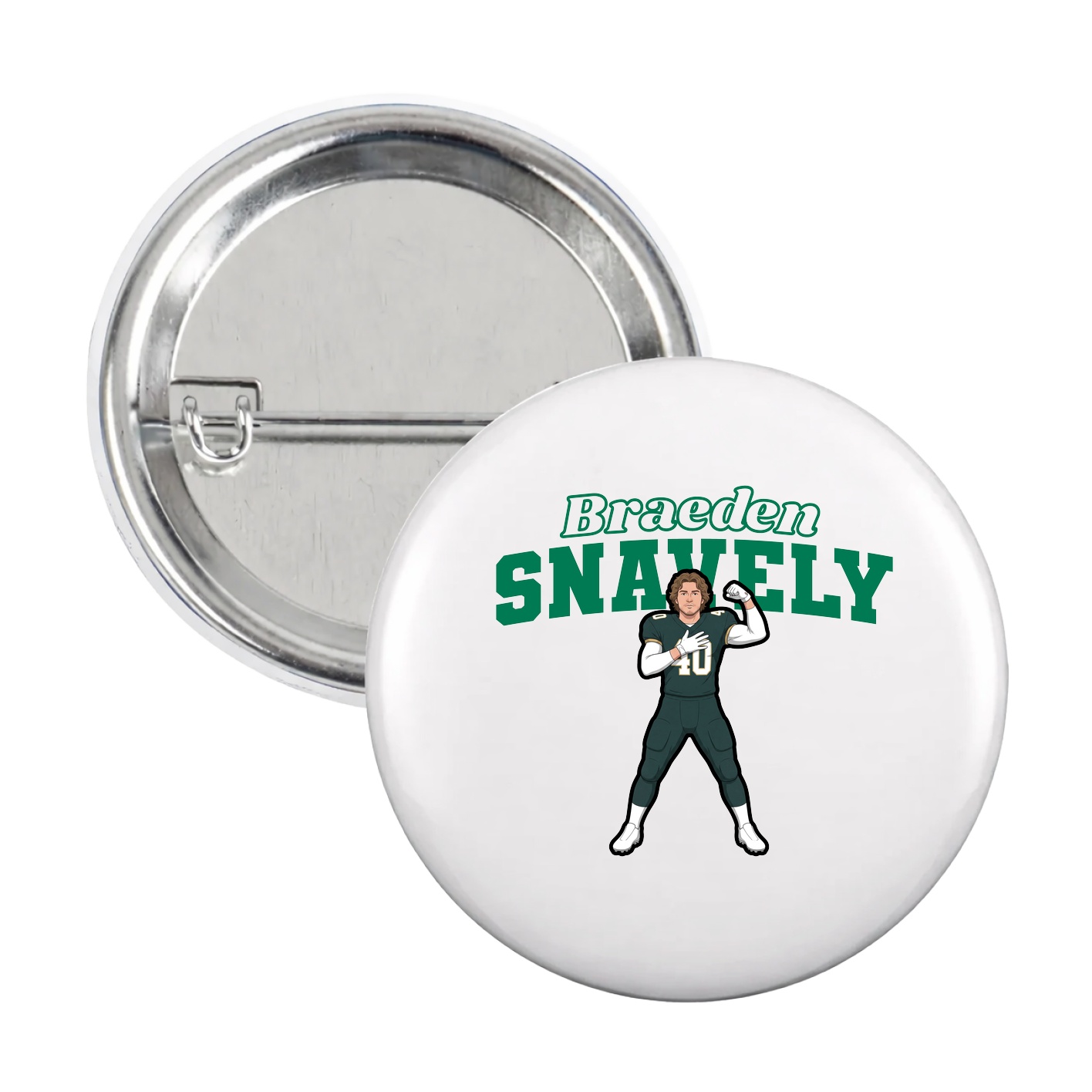 Game Day Button — Name Arch in White