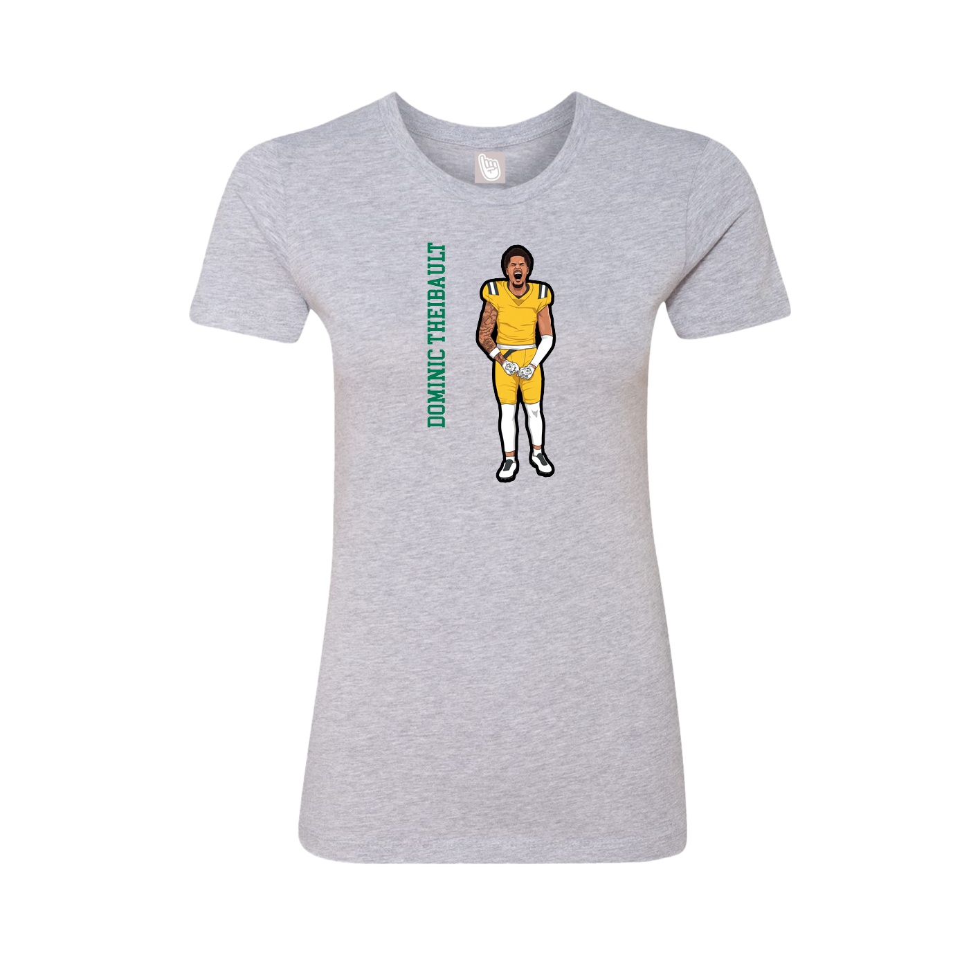 Fitted Women's Tee — Name Vertical in Grey