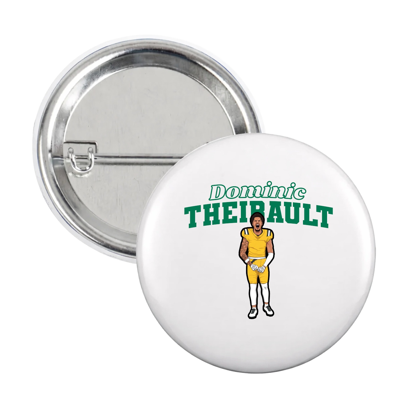 Game Day Button — Name Arch in White