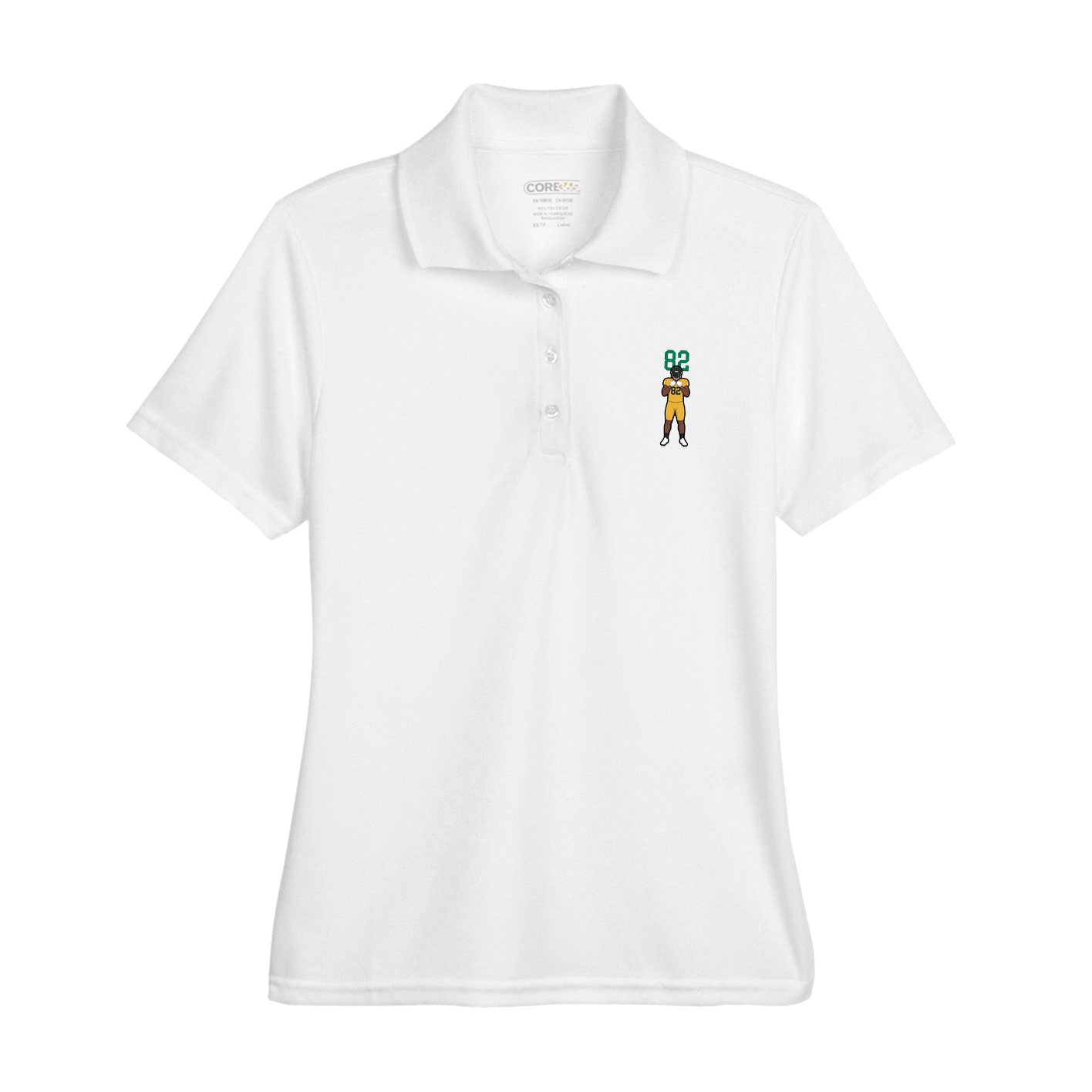 Womens Performance Polo — Number Top in White