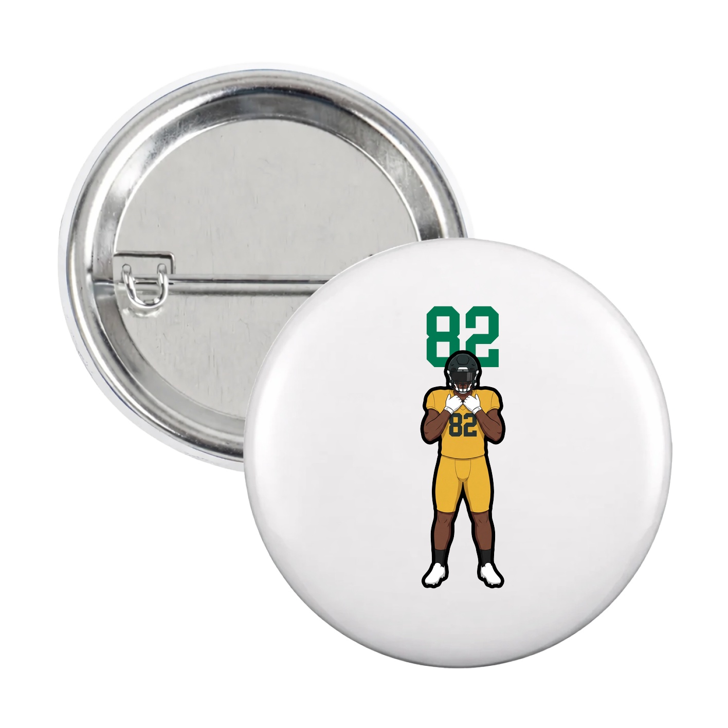 Game Day Button — Number Top in White