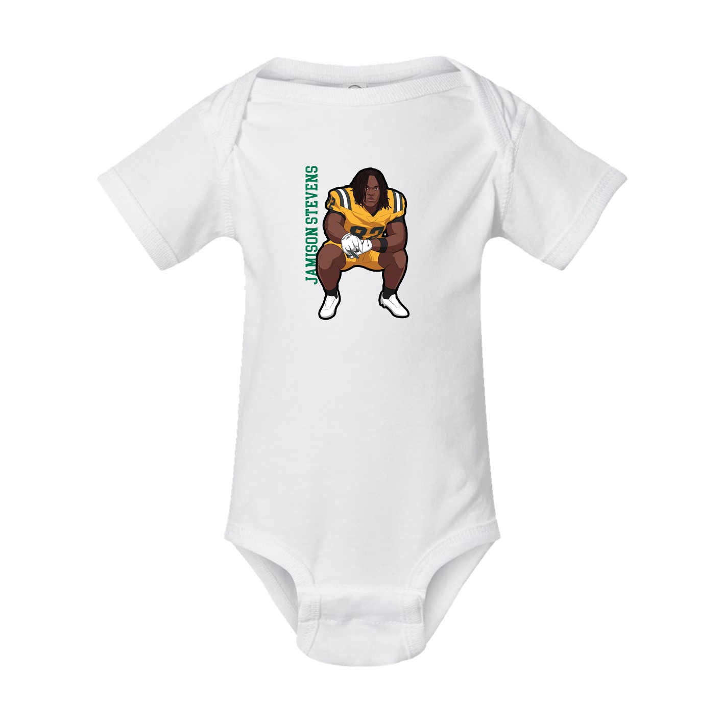 Baby Onesie — Name Vertical in White