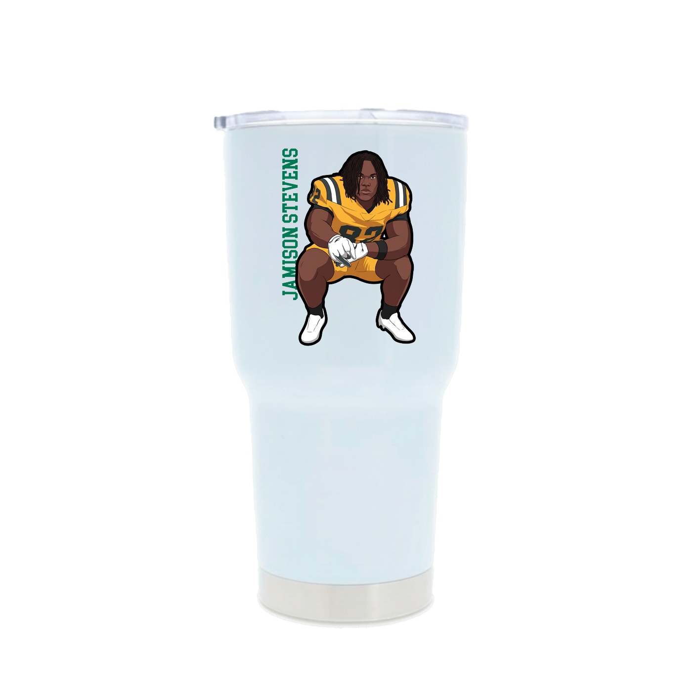 30oz Stainless Steel Tumbler — Name Vertical in White
