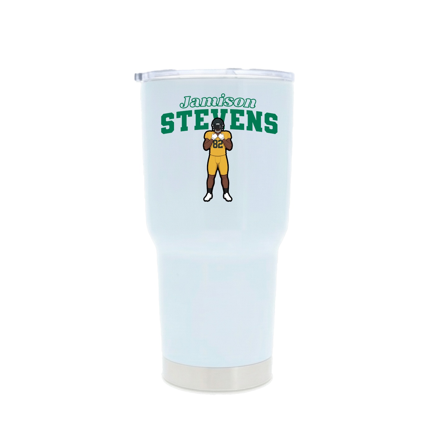 30oz Stainless Steel Tumbler — Name Arch in White