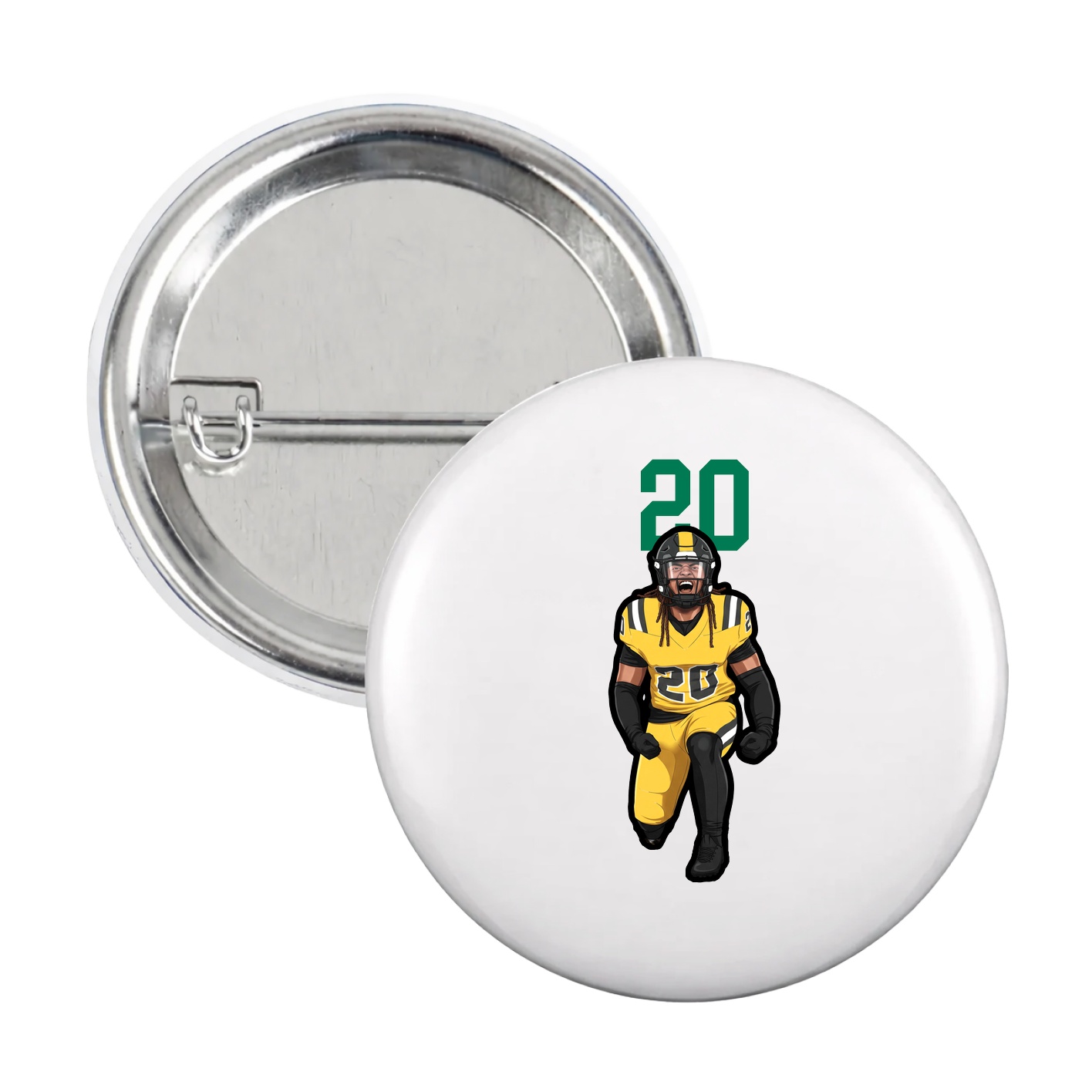 Game Day Button — Number Top in White