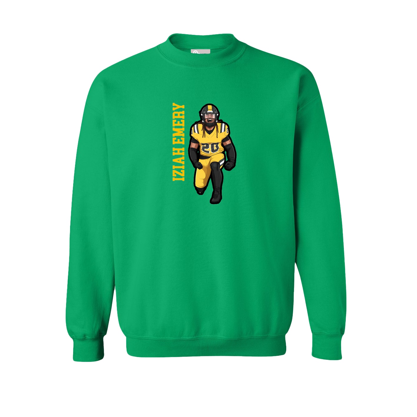 Fleece Crew — Name Vertical in Green
