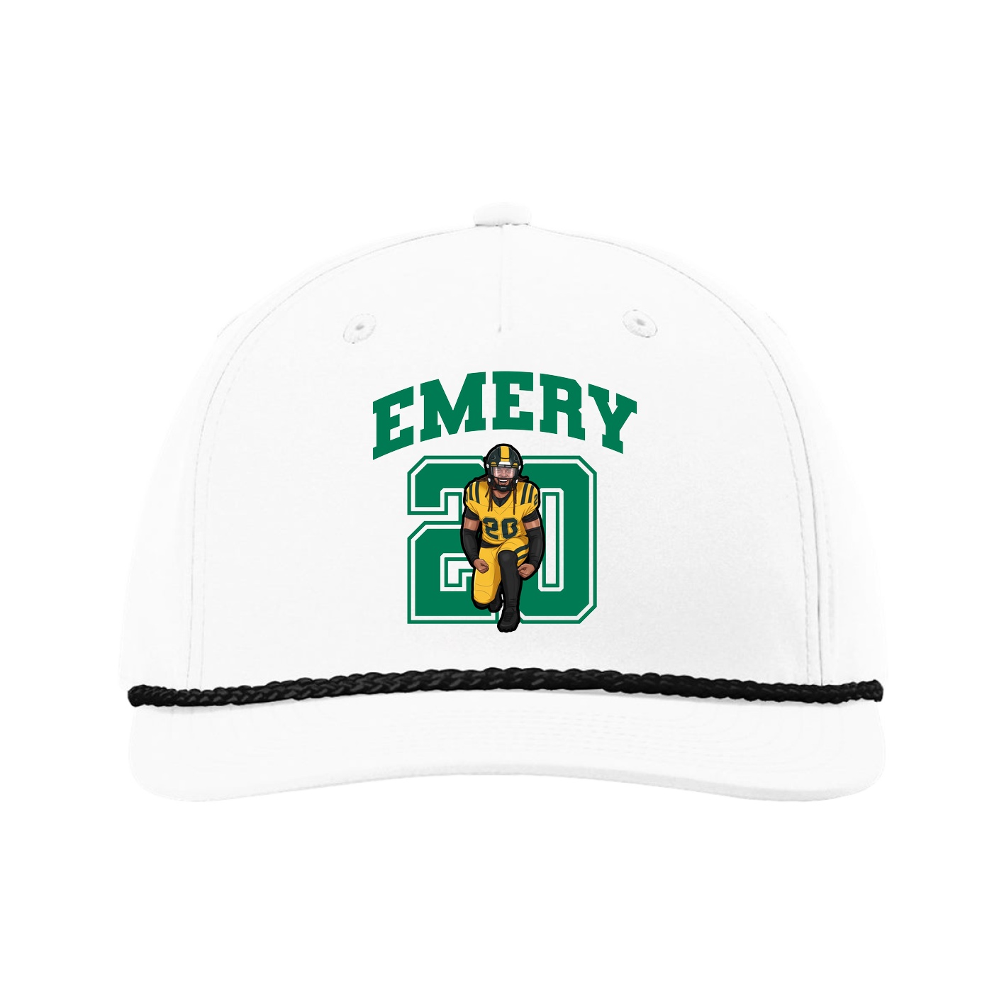 Five-Panel Classic Rope Cap — Number in White