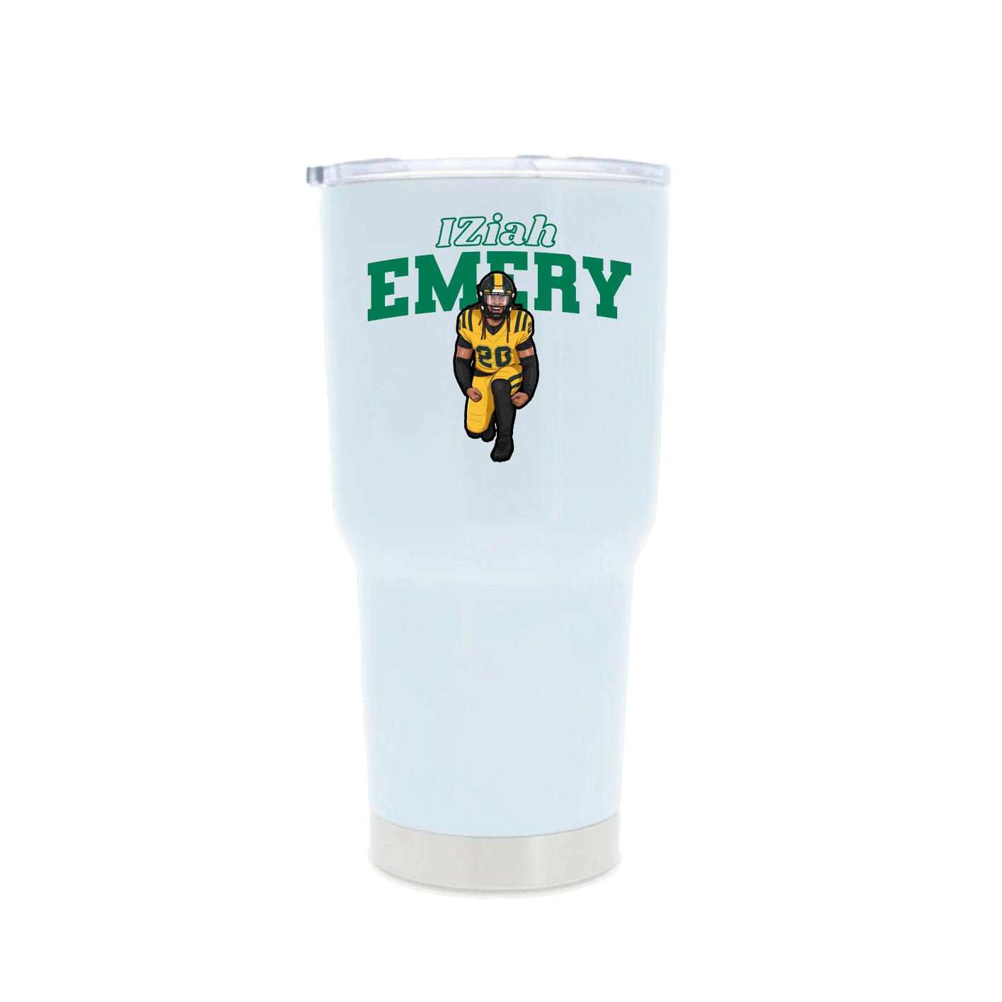 30oz Stainless Steel Tumbler — Name Arch in White
