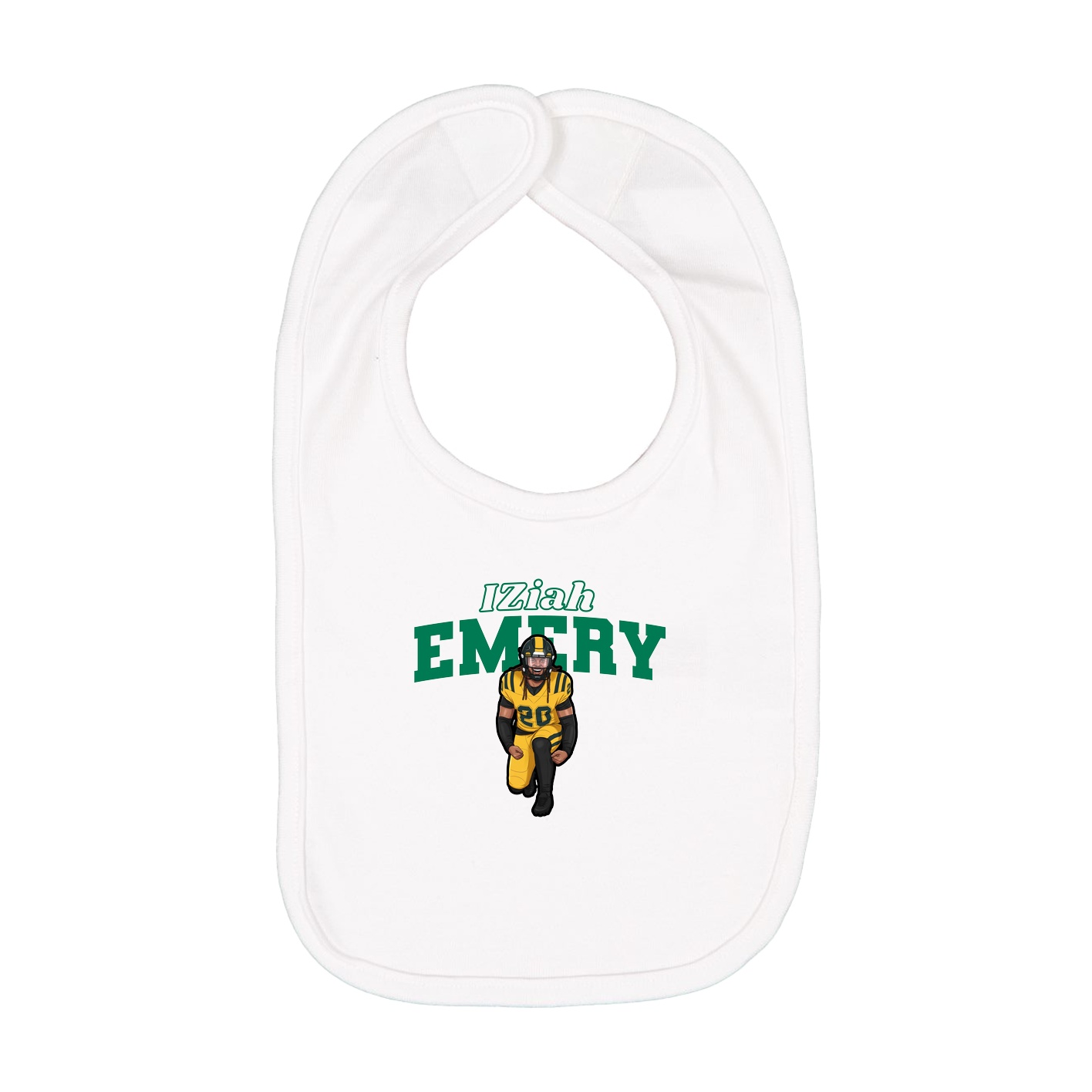 Infant Bib — Name Arch in White