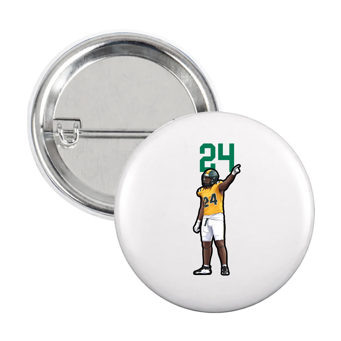 Game Day Button — Number Top in White