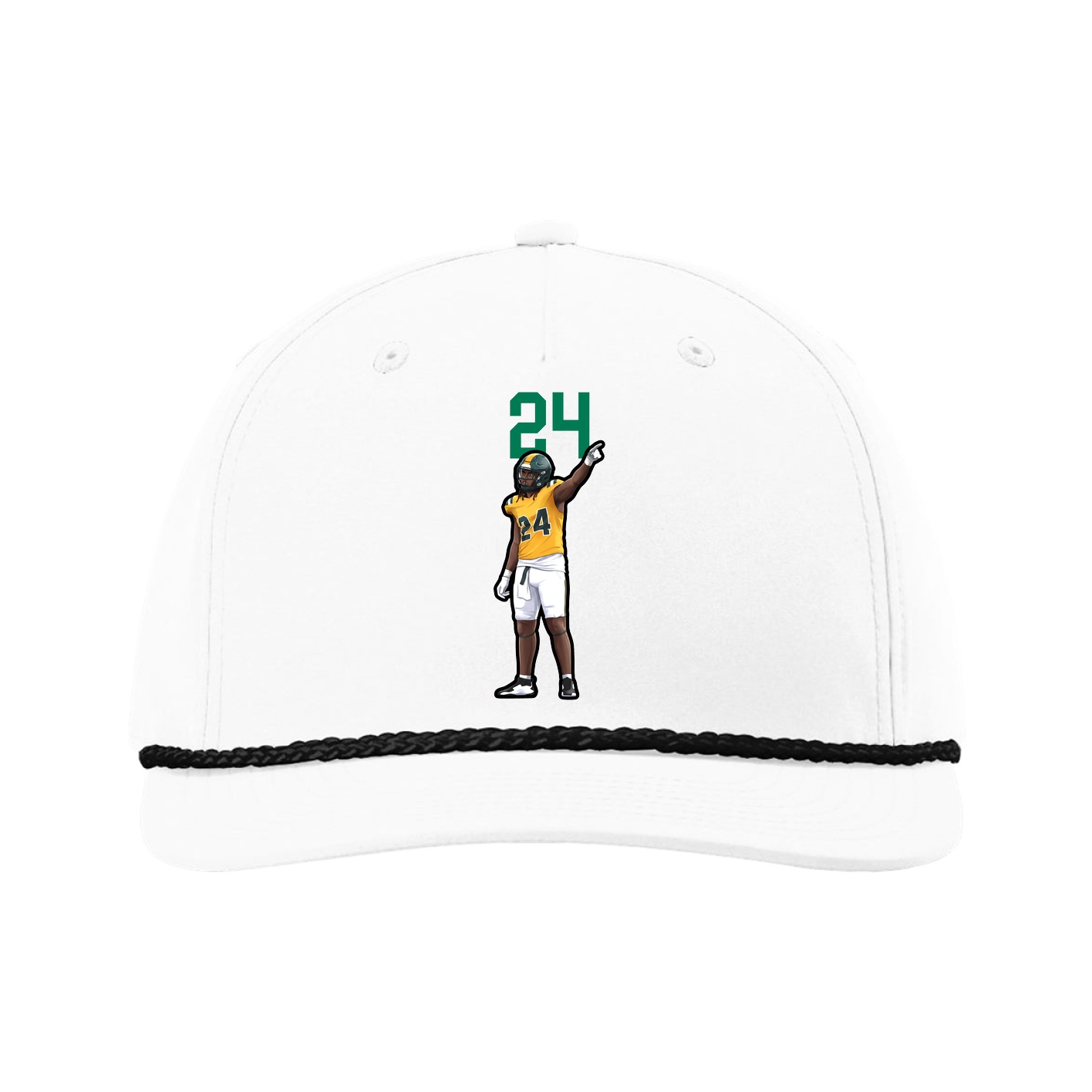 Five-Panel Classic Rope Cap — Number Top in White