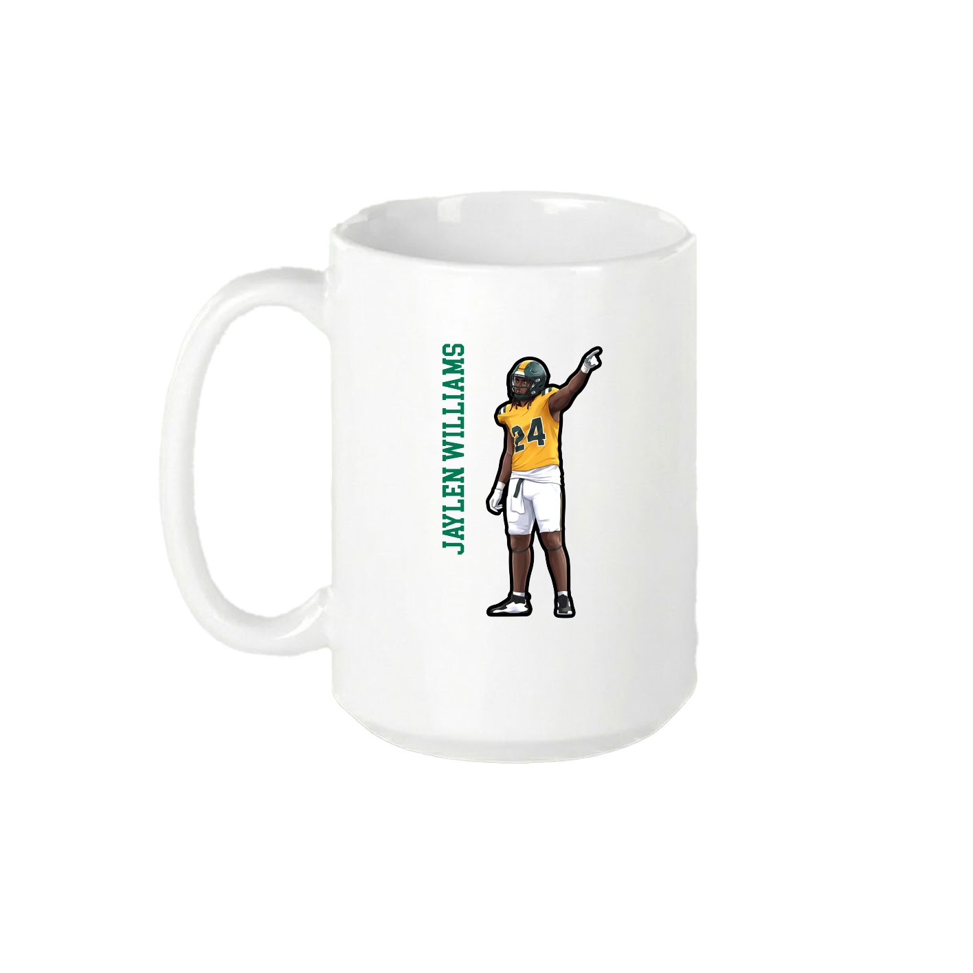 15oz Coffee Mug — Name Vertical in White