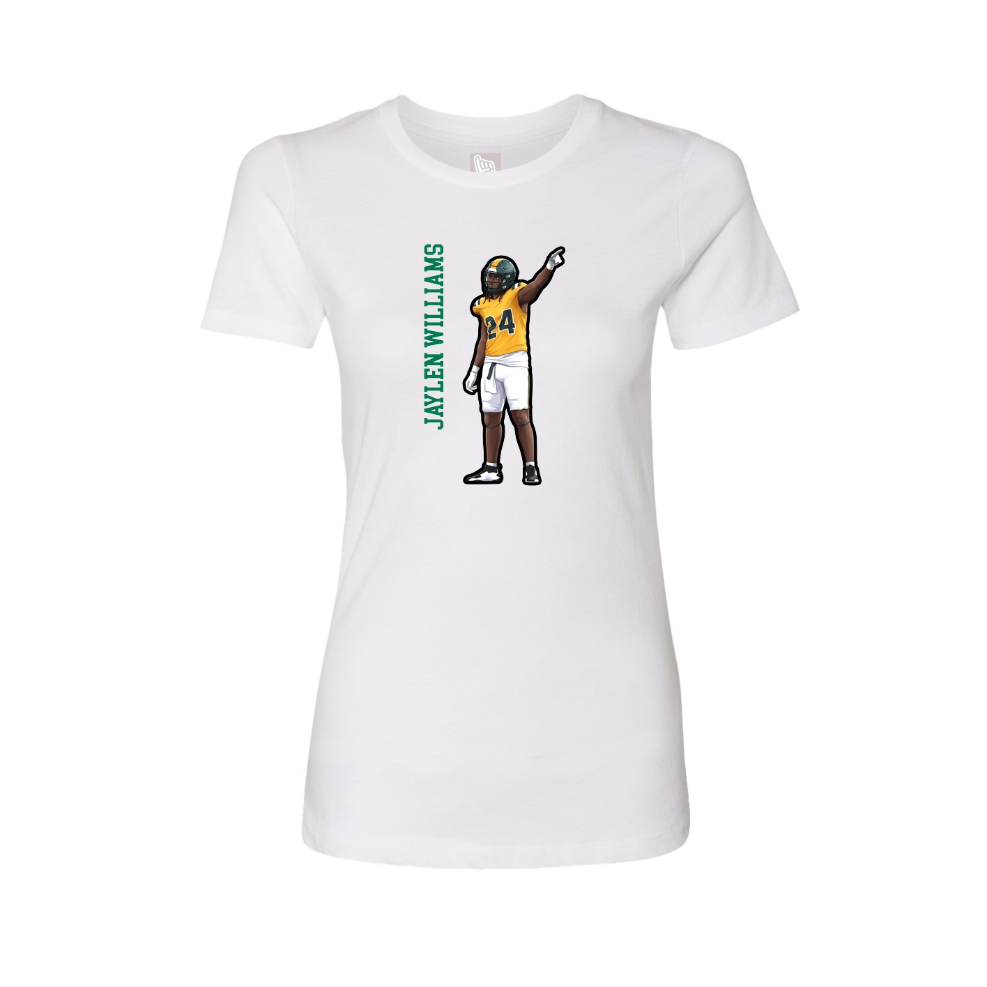 Fitted Women's Tee — Name Vertical in White