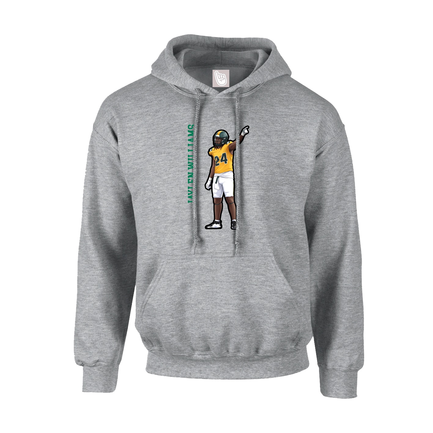 Youth Hoodie — Name Vertical in Grey