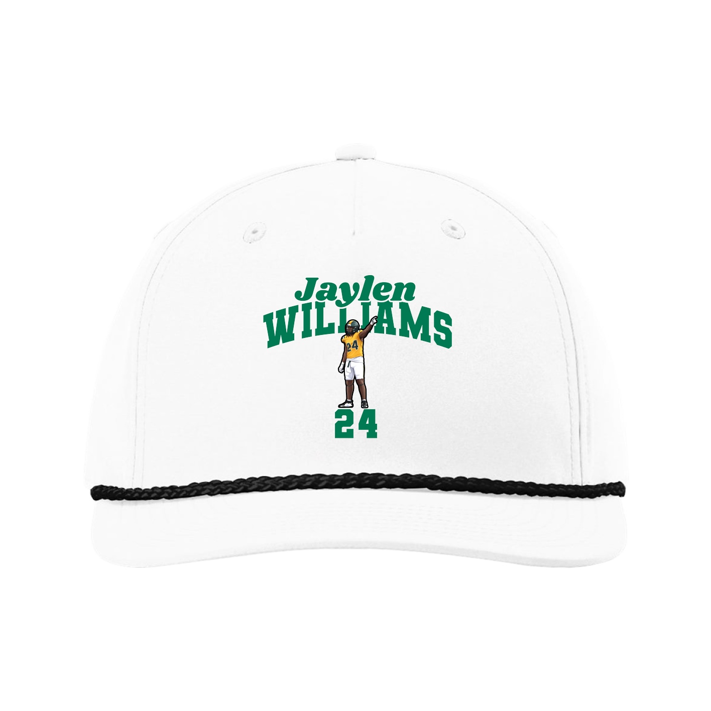 Five-Panel Classic Rope Cap — Signature Arch in White