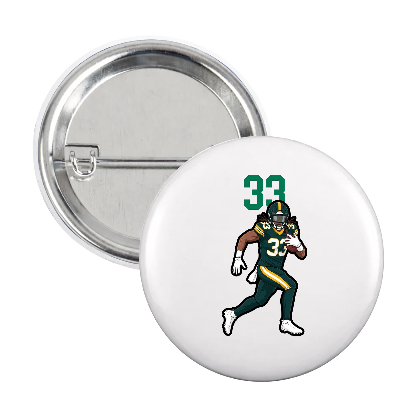 Game Day Button — Number Top in White
