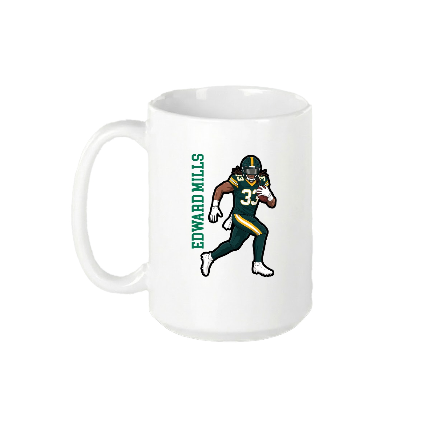 15oz Coffee Mug — Name Vertical in White