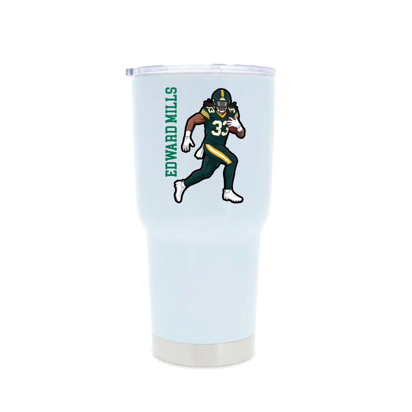 30oz Stainless Steel Tumbler — Name Vertical in White