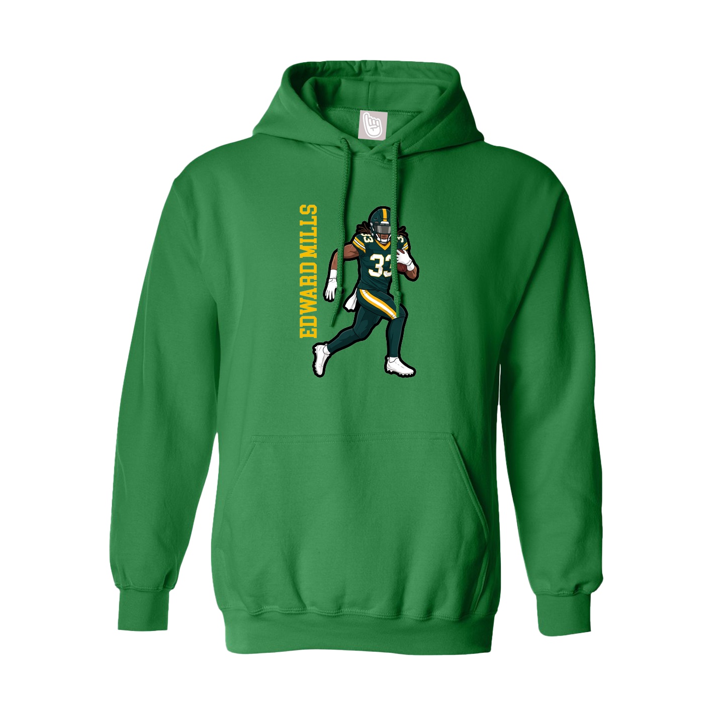 Youth Hoodie — Name Vertical in Green