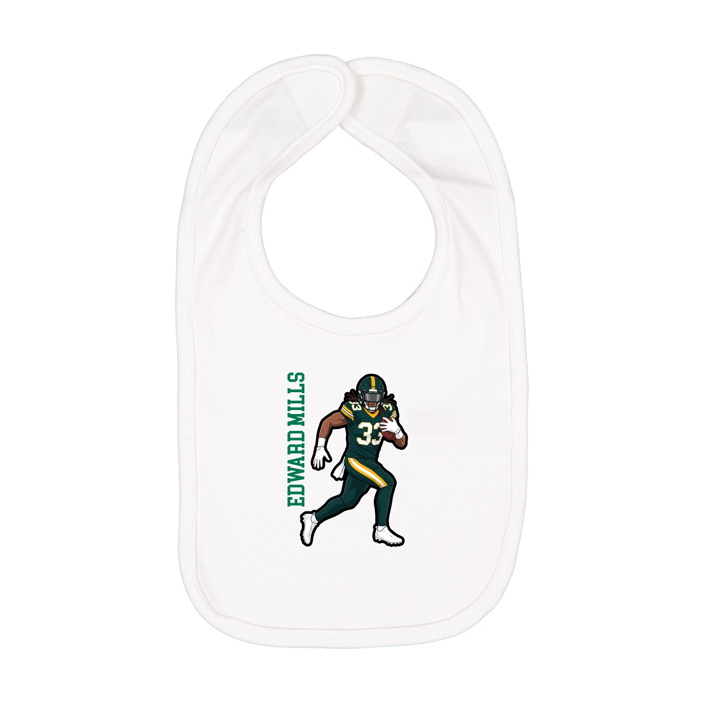 Infant Bib — Name Vertical in White