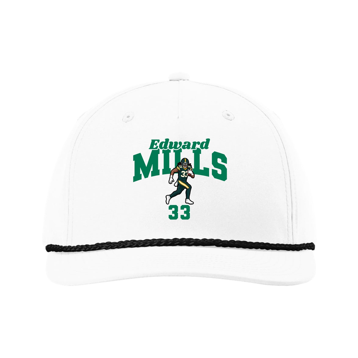 Five-Panel Classic Rope Cap — Signature Arch in White