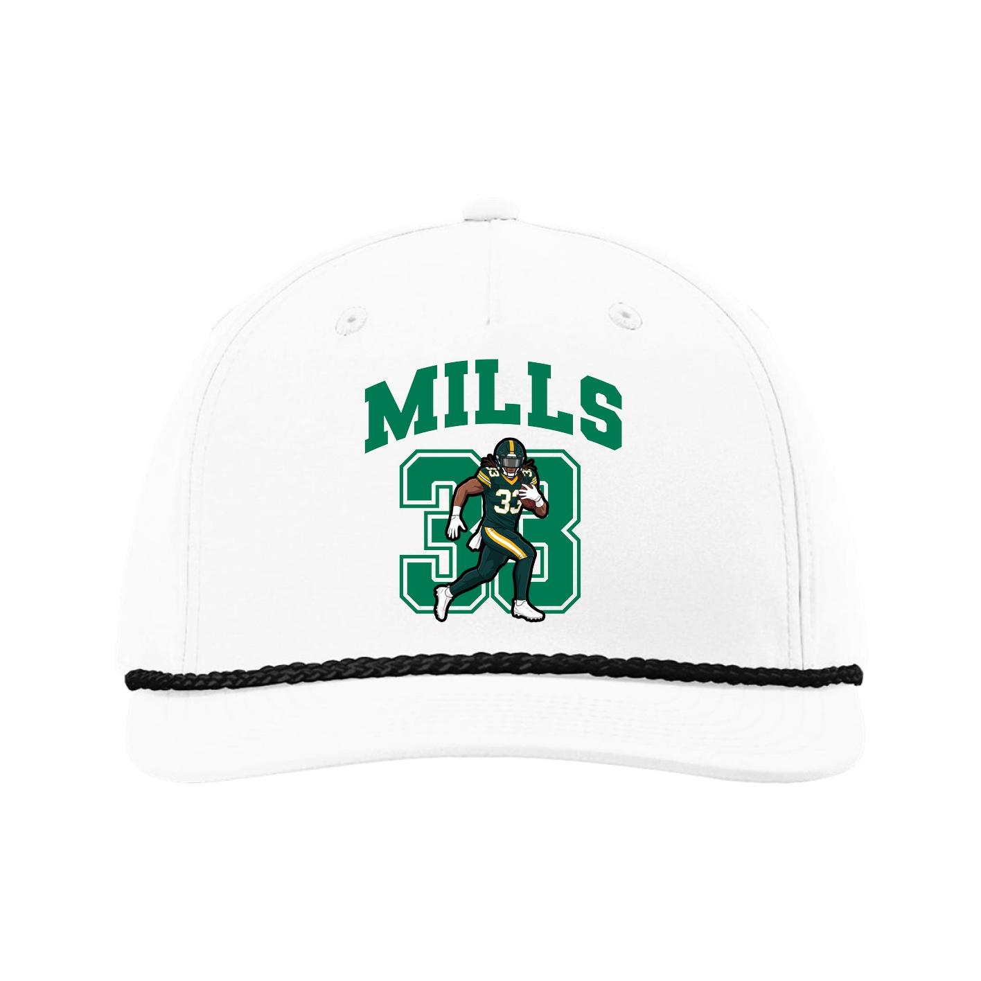 Five-Panel Classic Rope Cap — Number in White