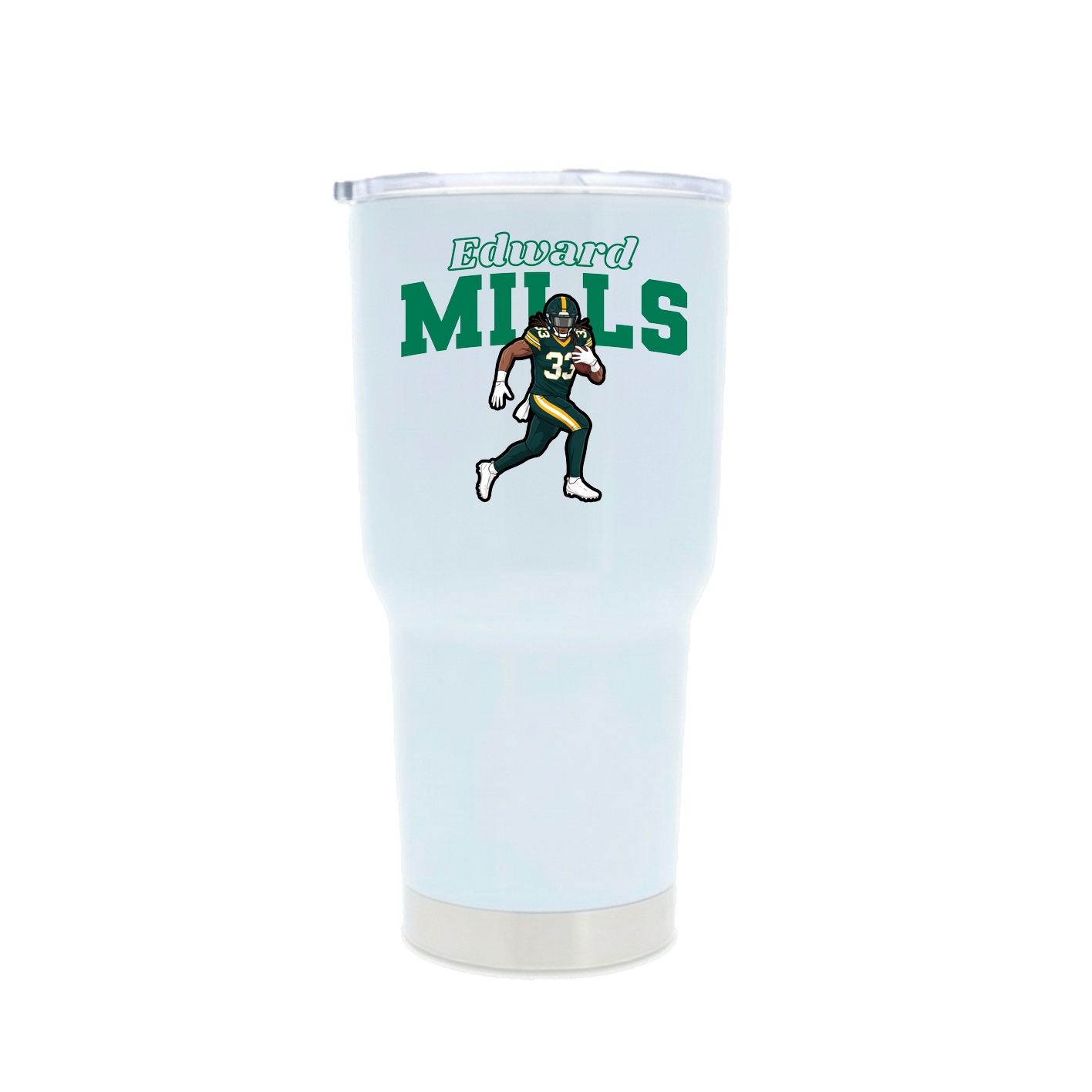 30oz Stainless Steel Tumbler — Name Arch in White