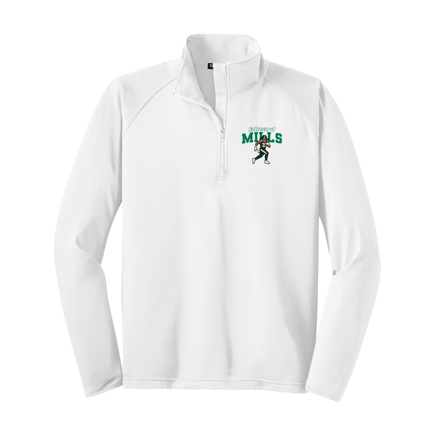 Q-Zip Pullover — Name Arch in White