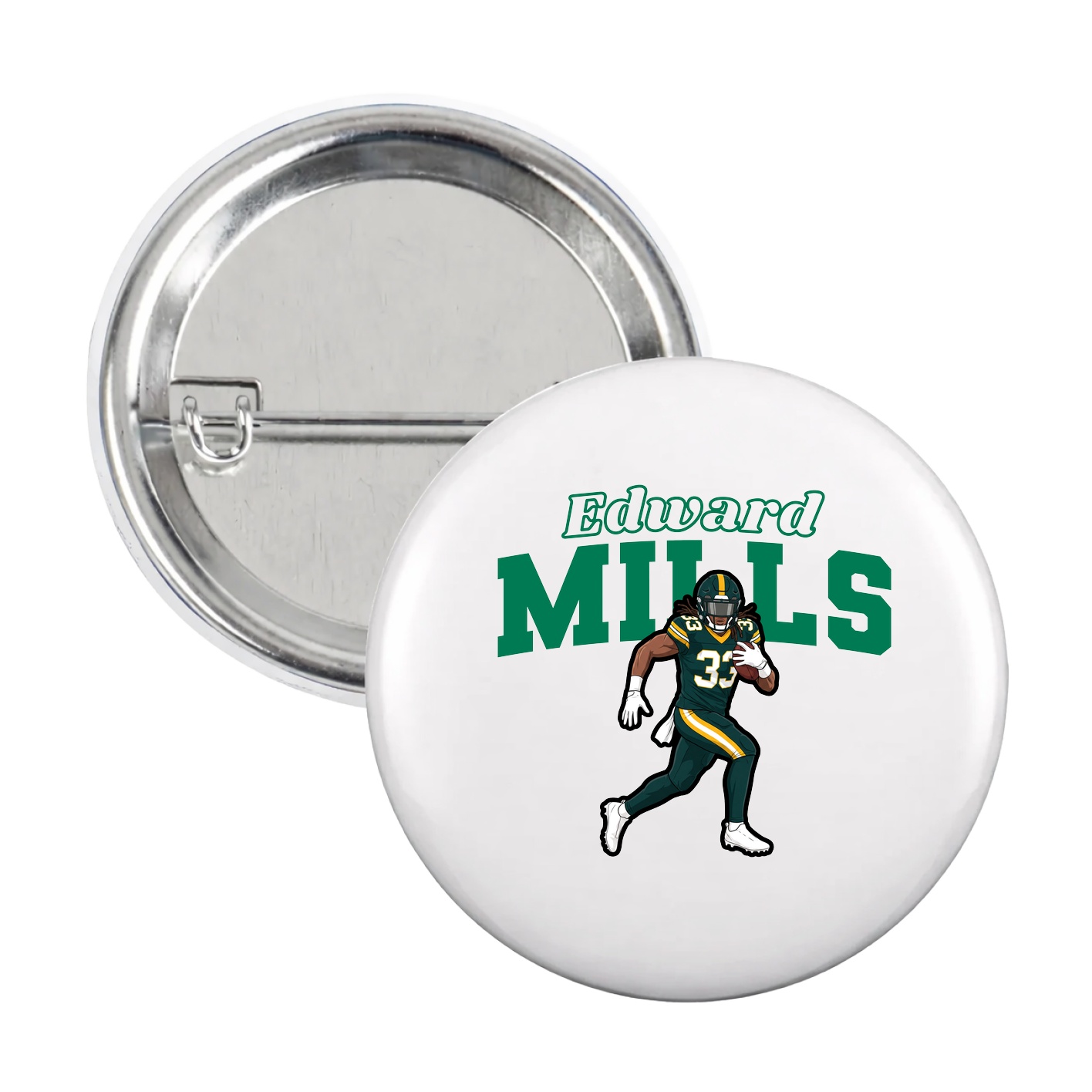 Game Day Button — Name Arch in White
