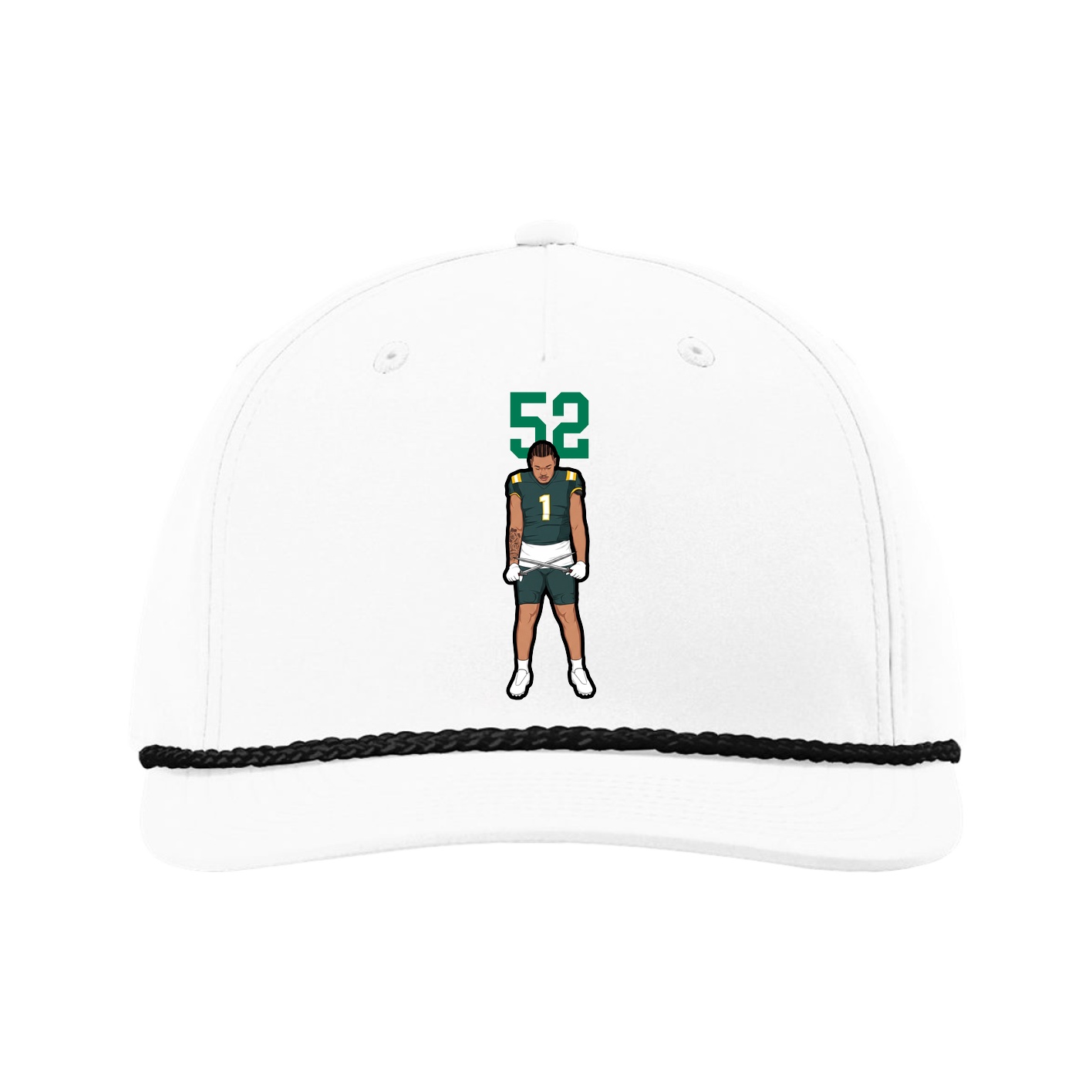 Five-Panel Classic Rope Cap — Number Top in White