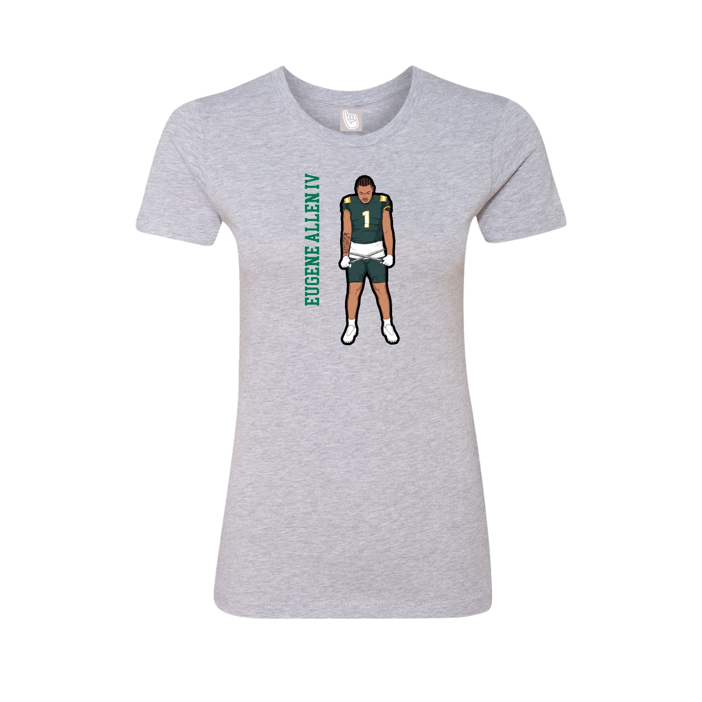 Fitted Women's Tee — Name Vertical in Grey