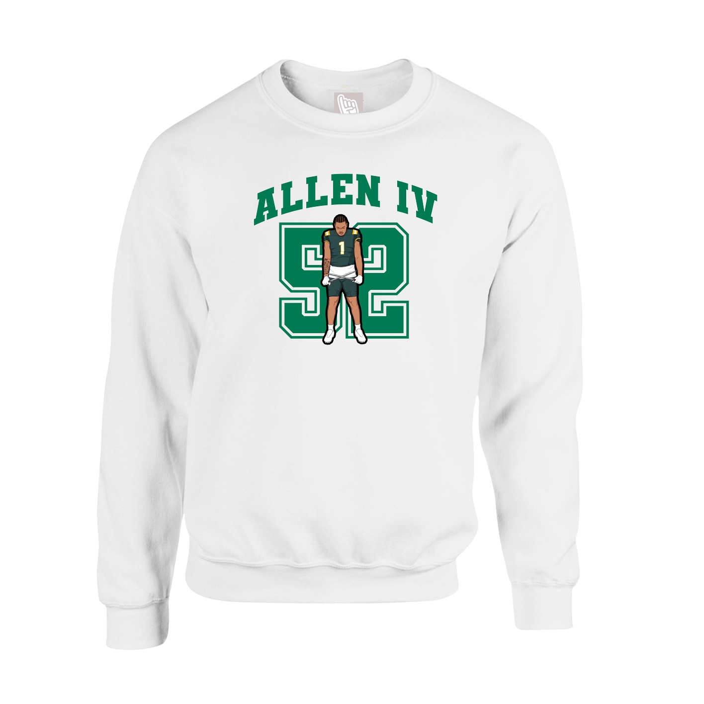 Fleece Crew — Number in White