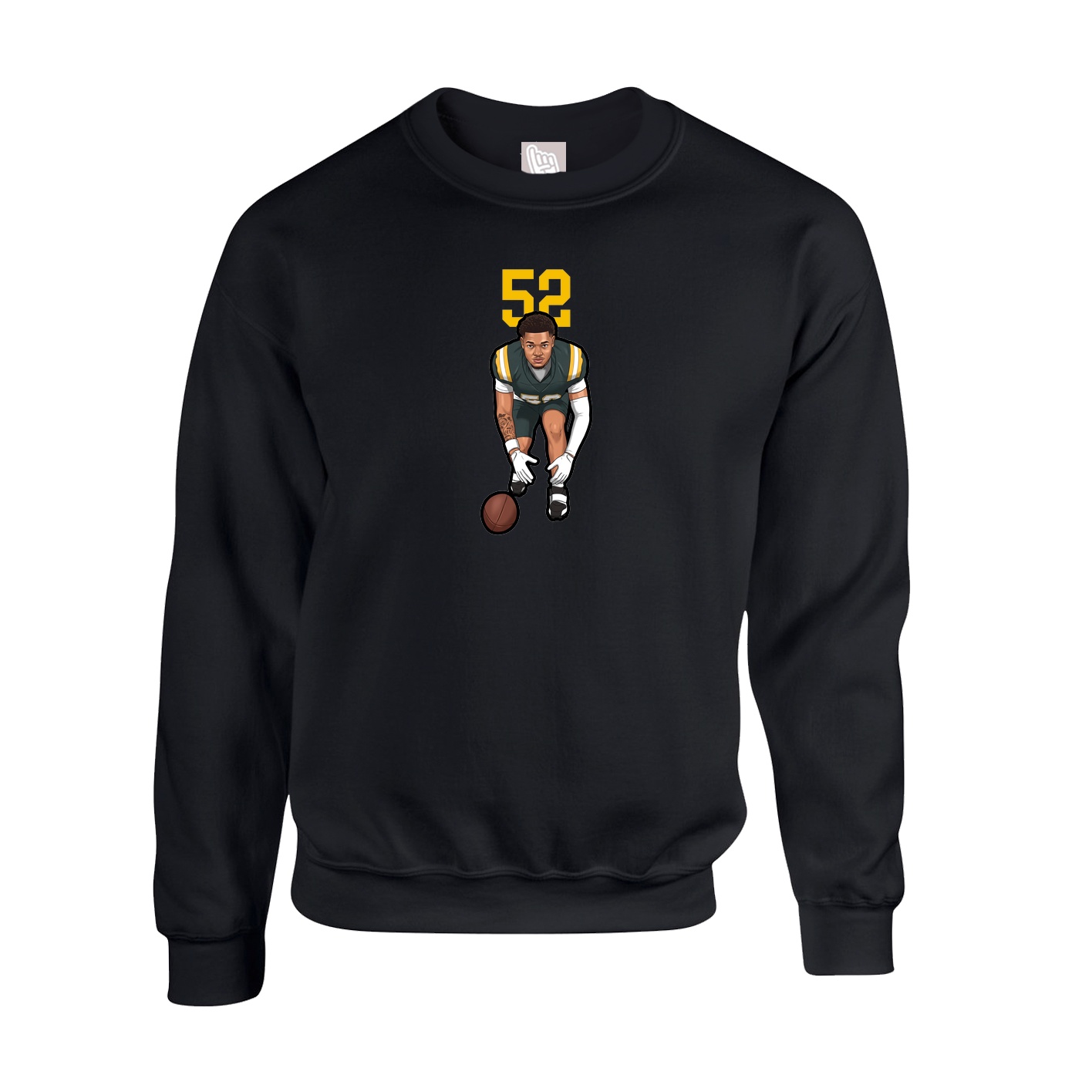 Fleece Crew — Number Top in Black